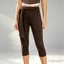 MAPLEPOET-Quần Capri dành cho nữ Thắt lưng thun cạp thấp Slim Fit Quần crop co giãn có thắt lưng