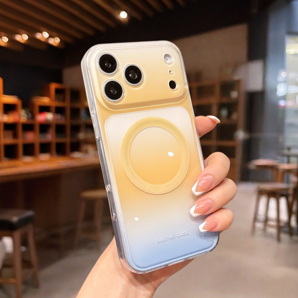 Ốp điện thoại từ tính gradient màu thời trang cho iPhone 17 Pro Max 14 15 16 pro max Bảo vệ ống kính chống rơi Vỏ cứng bảo vệ điện thoại
