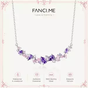 FANCIME “Wisteria Whisper ” Thanh hoa Vòng cổ bạc Tourmaline màu hồng