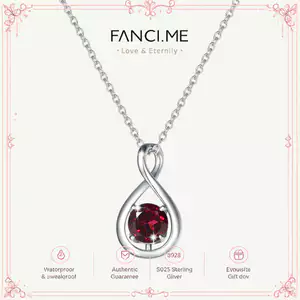 FANCIME "Infinite Embrace" Vòng cổ mặt dây chuyền bạc vô cực bằng đá quý tháng 1 - Bạc