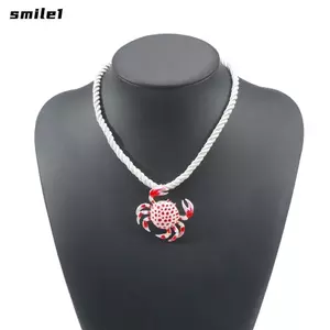 Vòng cổ mặt dây chuyền cua SMILE, Vòng cổ tráng men cua nhỏ giọt dầu thủ công dễ thương, Phụ kiện trang sức Nhẹ Chủ đề đại dương Phong cách thời trang Dây chuyền xương đòn Nữ Cô gái