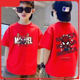Áo Thun bé trai Marvel Spider-Man Tay Ngắn Cho Trẻ Em, In Hình Hoạt Hình, Vải Cotton Mềm, Phong Cách Mới 2026