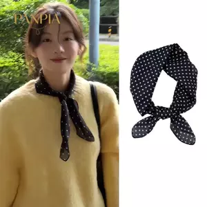 PNPIA- Thời Trang Mùa Hè Voan Chấm Bi Khăn Nữ Đầu Ne Vuông Khăn Choàng Nữ HAir Dây Buộc Dây Khăn Choàng Khăn Choàng