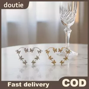 Doutie Bông Tai Sụn Không Bánh Zircon Bướm Móc Tai Kẹp Trang Sức Nữ Cho Phong Cách Thời Trang Hàng Ngày VN