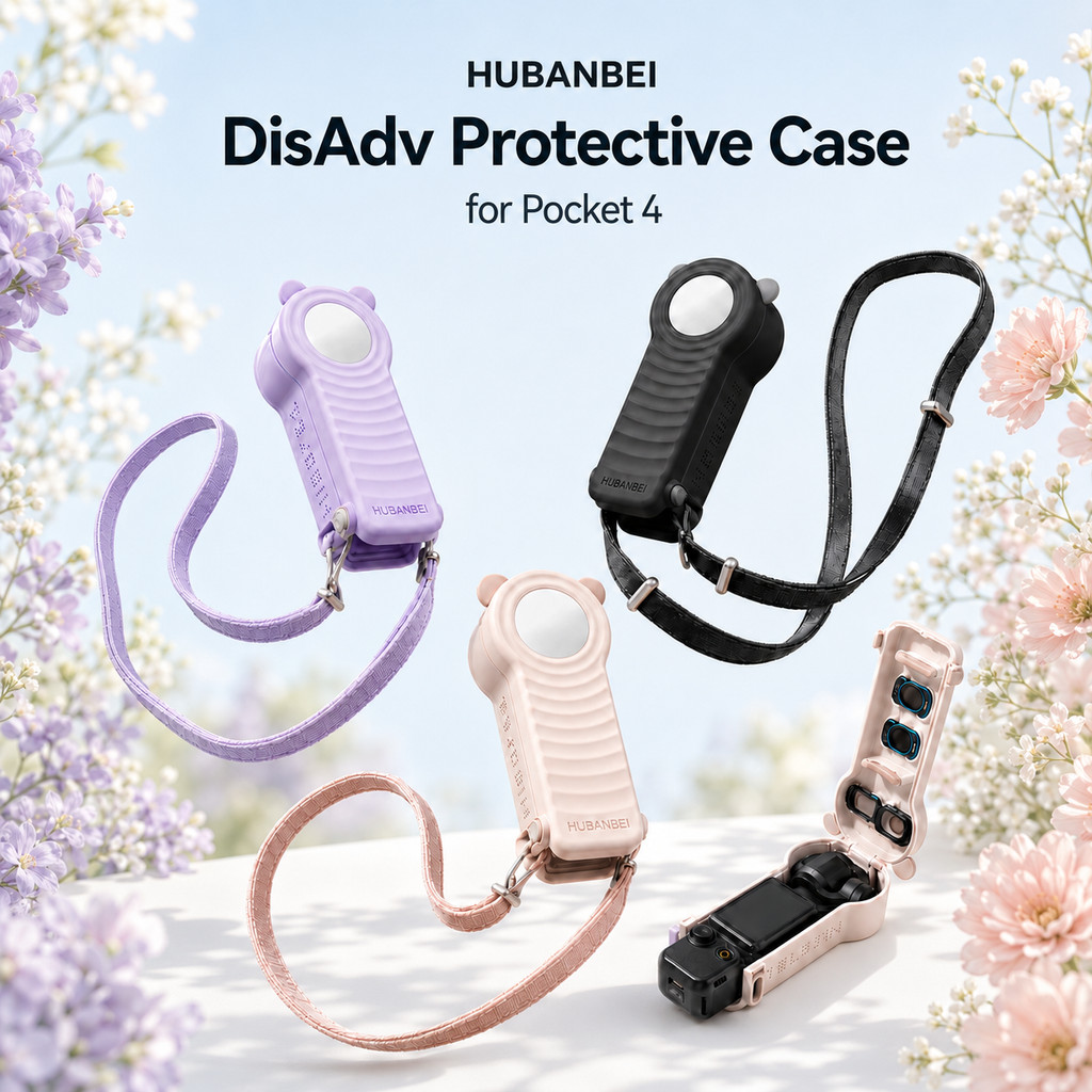 Vỏ Bảo Vệ Cứng Cho DJI Osmo Pocket 4/3 & Xtra Muse 4 Khe Đựng Filter Nam Châm Cho Ống Kính Góc Rộng Dây Đeo Tháo Rời Màu Trắng
