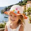 Mũ Rơm PYCOU, Mũ Chống Nắng 3-7Year Handmade, Trang Trí Hoa Ngọt Ngào Mũ Đi Biển Du Lịch