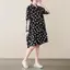 Kích thước cực lớn mm150kg Đầm POLO ngắn tay dáng rộng Váy chấm bi cho nữ Váy sơ mi ngắn tay dài vừa phải mùa hè