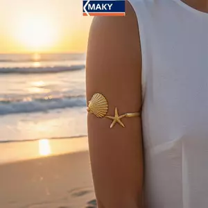 MAKY Bohemian Băng Tay Vỏ Biển Sao Biển Mở Cánh Tay Vòng Tay Nữ Kỳ Nghỉ Đi Biển VN