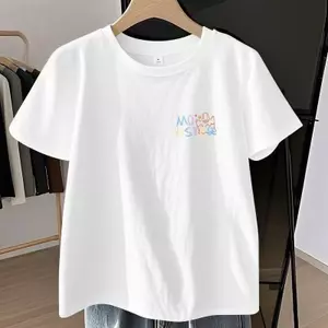Thiết kế vai thả in hình dáng rộng thường ngày mùa hè T ngắn tay