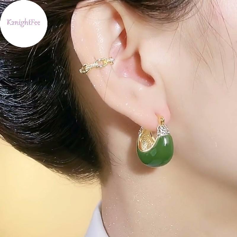 K2nightFee 1 Cặp Bông Tai Zircon Dầu Nhỏ Giọt Xanh Hợp Thời Trang Hàn Quốc Dành Cho Nữ Đơn Giản Không Đều Hình Học Tòn Ten Bông Tai Đảng Trang Sức Cá Tính VN