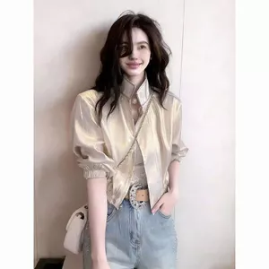 Ánh Sáng Phong Cách Sang Trọng Mùa Hè Phong Cách Mới Chống Nắng Nữ Top Phiên Bản Hàn Quốc Phong Cách Phương Tây Streamer Áo Khoác Mỏng Phong Cách Mới Dây Kéo Giảm Tuổi Ngắn