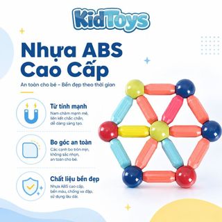Bộ xếp hình nam châm KidToys 64 chi tiết - Ghép mô hình sáng tạo bé vui học tư duy