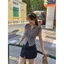 Cổ áo Polo mùa hè kiểu Mỹ Pure Desire Họa tiết sọc Áo sơ mi nhỏ không tay + Tay ngắn Slim-fit Slimmer Look Short Top