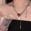 AN.MART Gothic Trái Tim Đỏ Không Đều Nelace Y2K Tình Yêu Bóng Tối Ma Móng Vuốt Dây Xích Nelaces Punk Grunge Thẩm Mỹ Egirl Nhánh Trái Tim Nelace VN