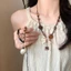 Retro Mới Phong Cách Trung Quốc Đính Hạt Vòng Cổ Bện Dài Dây Bện Nữ Cao Cấp