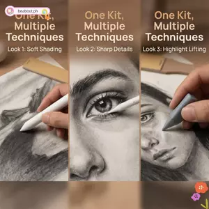 BEABOUT 8 CÁI Phác Thảo Pha Trộn Bộ, Bảng Giấy Nhám Trộn Smudge Bao gồm Dụng Cụ Vẽ Phác Thảo, Cao Su Kneadable Giấy cán mịn Trộn Tortillon Stumps