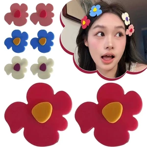 Mới 4 Cái / bộ Dễ Thương Không Đều Acrylic Hoa Kẹp Tóc Ngọt Ngào Nhiều Màu Sắc Barrettes Cho Bé Gái