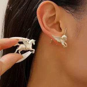 HNKMP Cá Tính Cung Hoàng Đạo Pegasus Bông Tai Hợp Thời Trang Nữ Dễ Thương Pegasus Ear Studs Quà Tặng Trang Sức Thời Trang.