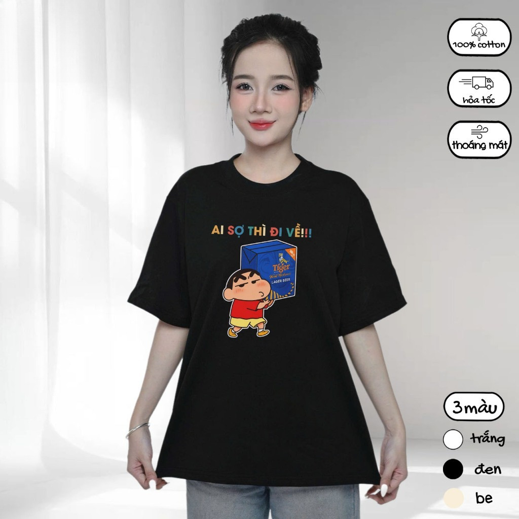 （Giao hàng 24h）Angela Áo Thun Ăn Nhậu Ai Sợ Khiêng Về Câu Nói Hài Hước Form Rộng Oversize cho Nam Nữ 100% Cotton 220gsm