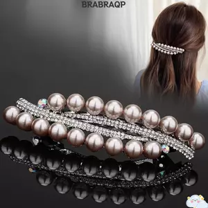 Kẹp Tóc BRBRAA, Kẹp Tóc Mùa Xuân Sáng Bóng Giả, Phụ Kiện Tóc Barrettes Thanh Lịch Cao Cấp Tinh Tế