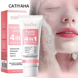 Sữa rửa mặt tạo bọt CATIYAHA, Sữa rửa mặt làm sạch sâu Mousse dưỡng ẩm 4 trong 1, Loại bỏ mụn đầu đen nóng Sản phẩm làm sạch da mặt Chăm sóc da