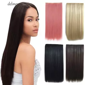 DELMER 5 Kẹp Trong Phần Mở Rộng Tóc, Tóc Giả Tổng Hợp Dài Thẳng Kiểu Tóc, Lông Tơ Dày Vô Hình Tự Nhiên Nhiều Màu Sắc Tóc Nữ / Bé Gái