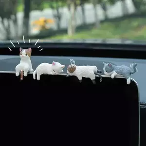 ECK 5 Cái / bộ Dễ Thương Trang Trí Xe Ngủ Mèo Búp Bê Sáng Tạo Tự Động Đồ Trang Trí Đồ Chơi Mèo Micro Phong Cảnh Mô Hình Phụ Kiện Xe Hơi Dễ Thương Quà Tặng HOT