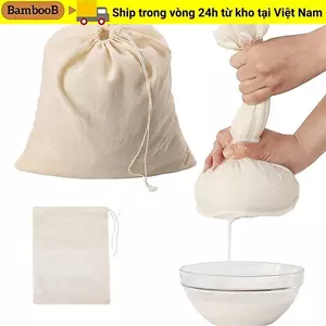 Túi lọc lọc BAMBOOB, Túi pha lạnh Vải phô mai tái sử dụng, Sữa chua trà di động Túi đựng sữa chua cà phê