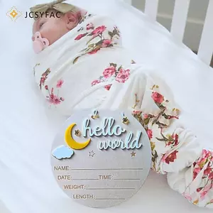 JCSYFAC Gỗ Hello World New Sign, Bảng Thông Báo Sinh Dễ Thương Thông Báo Cho Bé Mới