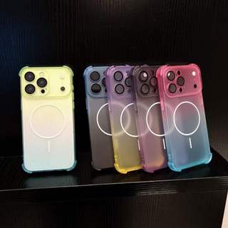 Ốp điện thoại sạc không dây mờ Gradient, thích hợp cho iPhone 17 16 15 14 11 12 13 Pro Max Plus, chống rơi bốn góc, có bảo vệ camera