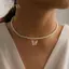 PNPIA- Mặt dây chuyền hình con bướm Opal đơn giản Nelace Dây chuyền ngọc trai giả thanh lịch Dây chuyền xương đòn hợp thời trang dành cho nữ Quà tặng