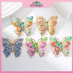 MYPANDA Vintage Hoa Lớn Bướm Thổ Cẩm 5 Màu Côn Trùng Đẹp Trâm Cài Cho Nữ Thời Trang Nhiều Màu Sắc Động Vật Chân Trang Sức Quà Tặng.
