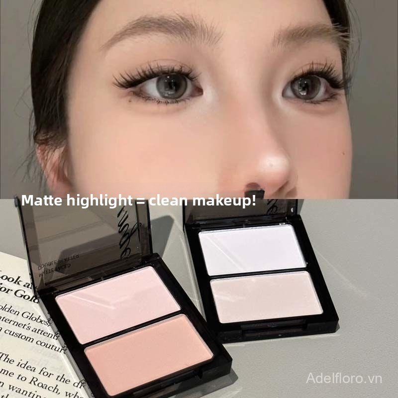 [2026 Mới] Bảng Mặt Matte Kép - Bột Khô Ướt, Làm Sáng Tự Nhiên, Phấn má Hồng Đường Viền