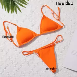 NEWIDEA Chia Đồ Bơi Nữ Cô Gái Eo Thấp Sling Lưng Đi Biển Màu Trơn Bộ Bikini