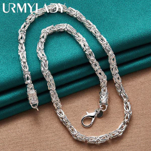 URMYLADY Bạc 925 Dây Chuyền Quyến Rũ 20 Inch Vòng Cổ Đơn Giản Cho Nam Nữ Thời Trang Tiệc Cưới Trang Sức