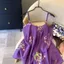 Phong Cách Thái Lan Ngày Lễ Phong Cách Tím Thêu Sling Nữ Mùa Hè Phong Cách Mới Niche Xếp Ly Áo Sơ Mi Áo Sơ Mi Không Tay Váy Top