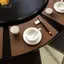 PlumHOUSE 1 Cái S / L Hai Mặt Chống Trơn Trượt PU Tấm Cách Nhiệt Bàn Thảm Phong Cách Bắc Âu Giả Da Bò Họa Tiết Quạt Hình Da Placemat VN
