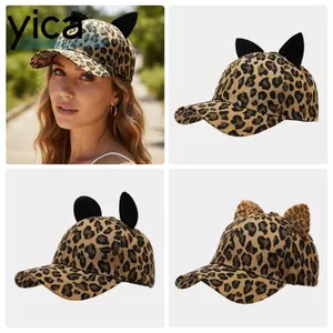 YICA Tai Mèo Mũ Bóng Chày, Bông Tai Mèo Mỏ Vịt Mũ, Thời Trang Có Thể Điều Chỉnh In Da Báo Thoáng Khí Mũ Chống Nắng Bốn Mùa
