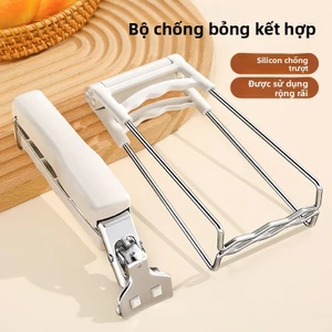 Kẹp bát thép không gỉ chống bỏng, kẹp đĩa silicone, dụng cụ kẹp đĩa chống trượt, chịu nhiệt, dùng trong nhà bếp