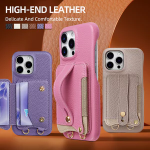 ốp lưng iPhone Áp dụng cho vỏ điện thoại Apple 17 Pro, dây đeo cổ tay iPhone Air, giá đỡ thẻ 17 Pro Max, kẹp tiền, vỏ da