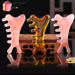 Lược kinh tuyến đầu GAVESTO, Lược Massage đầu cạo cơ mặt, Dụng cụ mát xa mặt đa chức năng 4 trong 1