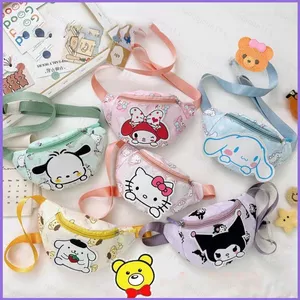 SQ11 Sanrio Kuromi HelloKitty Cinnamoroll Hoạt Hình Dễ Thương Ngực Túi Trẻ Em Eo Túi Dung Tích Lớn Thường Ngày Đeo Ngang Ba