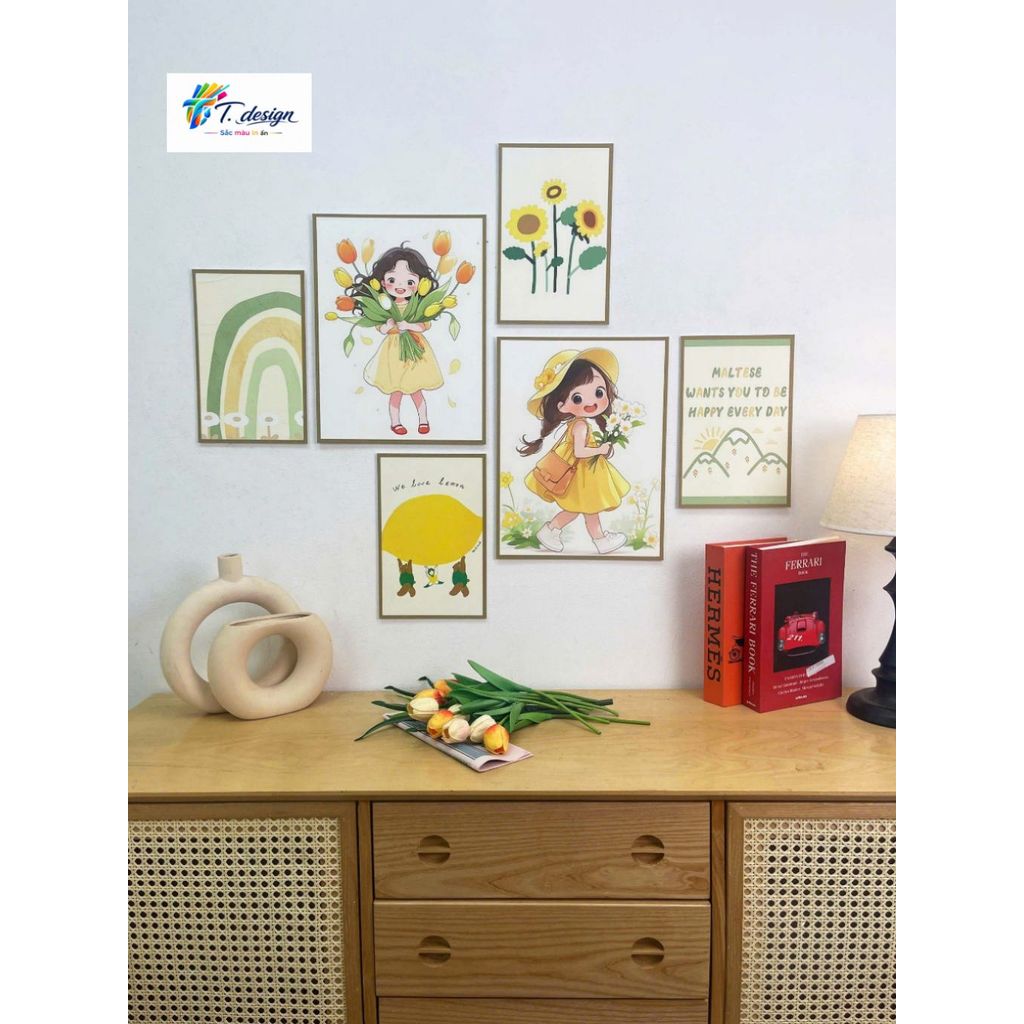 SET 6 Tranh Dán Tường Nhiều Mẫu Hiện Đại, Dễ Thương , Decor Phòng Khách, Phòng Ngủ, Spa, Phòng Nail, Mi - T.Design