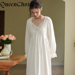 Phụ Nữ Đệm Cotton Chắc Chắn Ren Công Chúa Váy Ngủ Nữ Cổ Chữ V Váy Ngủ Đồ Ngủ