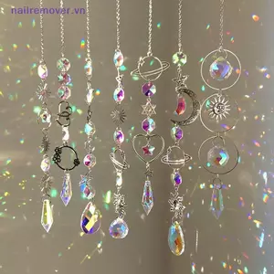 Treo Pha Lê Mặt Dây Chuyền Vườn Suncatcher Chuông Gió Cầu Vồng Lăng Kính Pha Lê Dây Chuyền Trang Trí Cửa Sổ MỚI