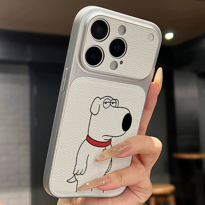 Ốp lưng iPhone họa tiết da mạ chuông hình chó iPhone 17 16 15 14 13 12 11 Pro Max Plus Max