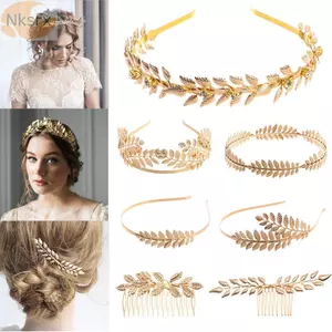 NKSFX Cô Dâu Băng Đô Tóc Vàng Trang Sức Mũ Cưới Tóc Vương Miện