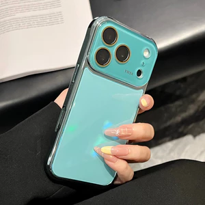 Ốp Điện Thoại Kính Mạ Xanh Hồ Cho iPhone 17 Pro Max 16 15 14 13 Vỏ Bảo Vệ Bốn Góc Chống Sốc