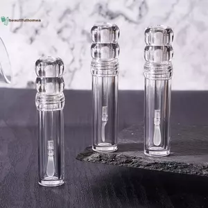 BeautifulHomeA Trống 3.5ml Ống Son Bóng Trong Suốt Có Bàn Chải Silicon Tròn Mỹ Phẩm Son Bóng Ống Trong Suốt Son Dưỡng Môi Chai Có Thể Đổ Lại VN