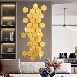 Nhãn dán tường gương 3D hình lục giác XS / S - Gương nghệ thuật thủ công Acrylic tự làm dính chắc